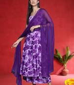 Women Floral Printed Anarkali Kurta with Palazzos & Dupatta