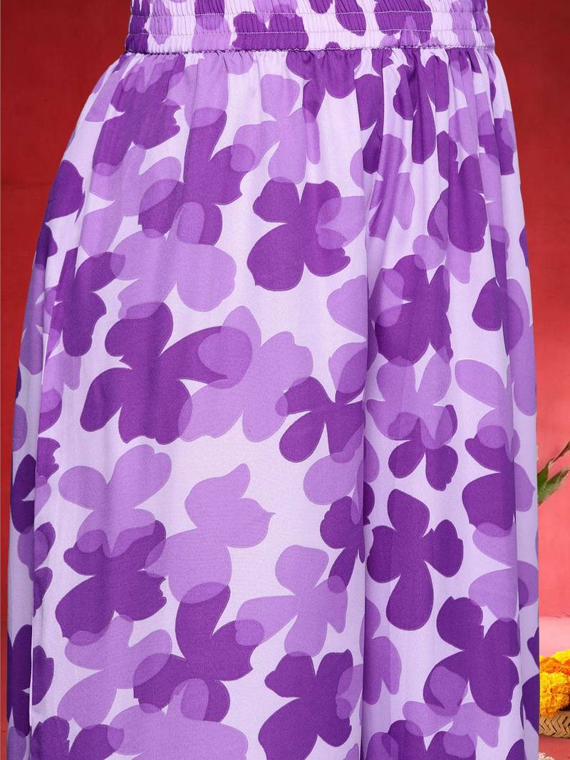 Women Floral Printed Anarkali Kurta with Palazzos & Dupatta