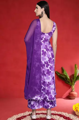 Women Floral Printed Anarkali Kurta with Palazzos & Dupatta