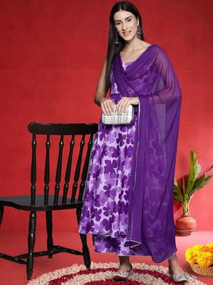 Women Floral Printed Anarkali Kurta with Palazzos & Dupatta 6