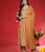Women Bandhani Printed Empire Gotta Patti Kurta with Trousers & Dupatta
