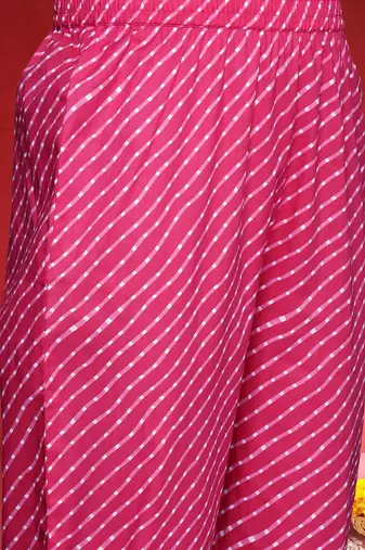 Women Leheriya Printed Empire Pure Cotton Kurta with Trousers & Dupatta
