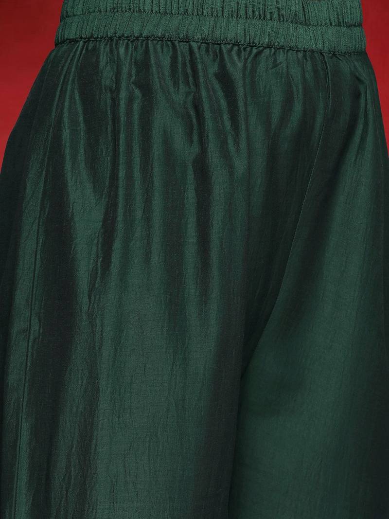 Geometric Embroidered Straight Mirror Work Kurta With Trousers & Dupatta