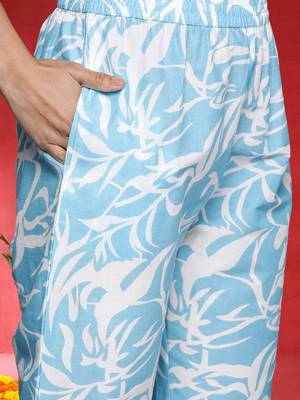Women Floral Printed Cotton Anarkali Kurta with Trousers & Dupatta 3