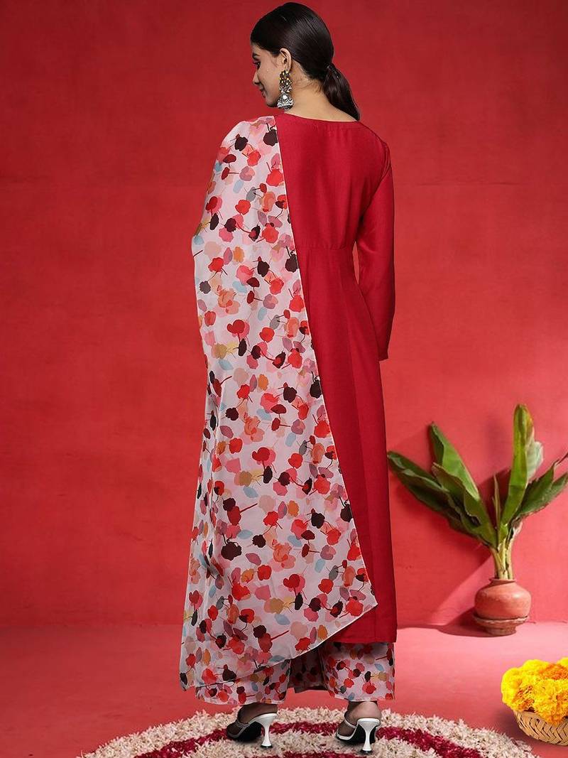 Women Regular Kurta with Trousers & Dupatta