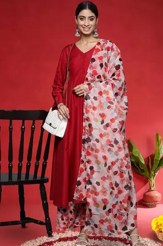 Women Regular Kurta with Trousers & Dupatta