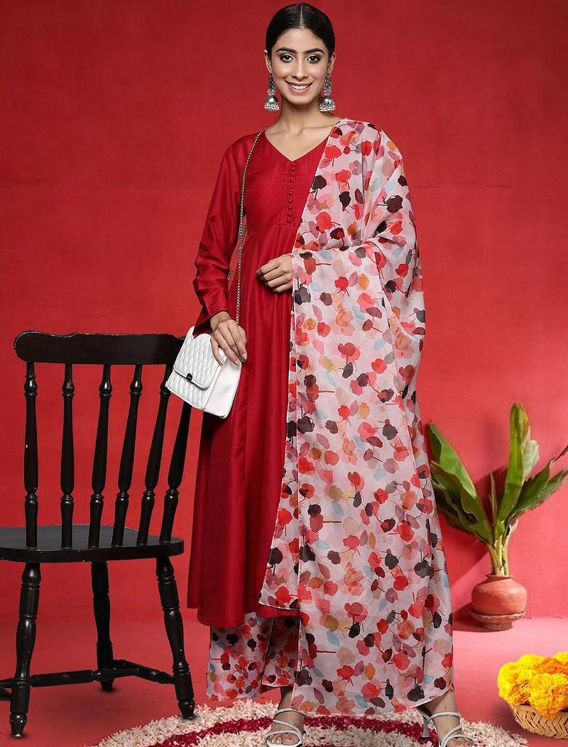 Women Regular Kurta with Trousers & Dupatta
