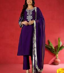Women Embroidered Regular Kurta with Trousers & With Dupatta