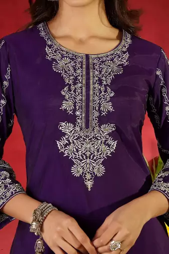 Women Embroidered Regular Kurta with Trousers & With Dupatta