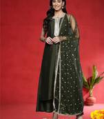 Women Solid Kurta with Palazzo & Dupatta