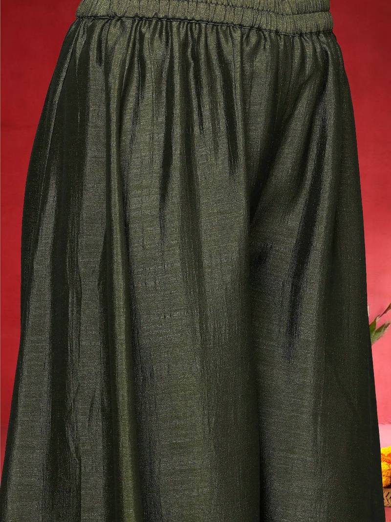 Women Solid Kurta with Palazzo & Dupatta