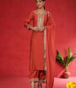 Women Embroidered Regular Kurta with Trousers & Dupatta
