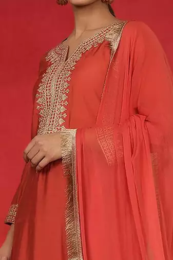 Women Embroidered Regular Kurta with Trousers & Dupatta