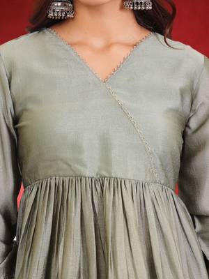 Women Angrakha Pure Silk Kurta with Sharara & Dupatta 2
