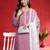 Embroidered Thread Work Round Neck Straight Kurta With Trousers & Dupatta