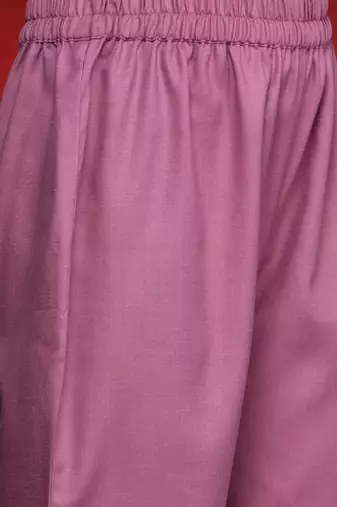 Embroidered Thread Work Round Neck Straight Kurta With Trousers & Dupatta