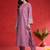 Embroidered Thread Work Round Neck Straight Kurta With Trousers & Dupatta