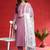 Embroidered Thread Work Round Neck Straight Kurta With Trousers & Dupatta