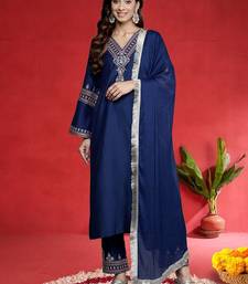 Women Ethnic Motifs Embroidered Kurta with Trouser & Dupatta