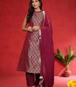 Women Ethnic Motifs Woven Design Kurta with Trouser & Dupatta