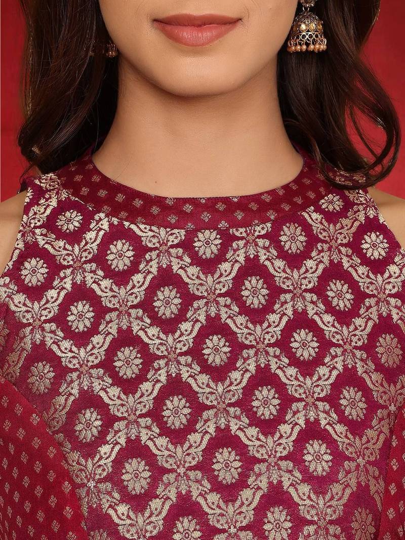 Women Ethnic Motifs Woven Design Kurta with Trouser & Dupatta