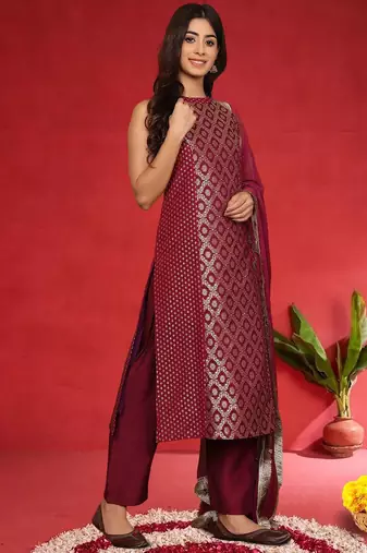 Women Ethnic Motifs Woven Design Kurta with Trouser & Dupatta