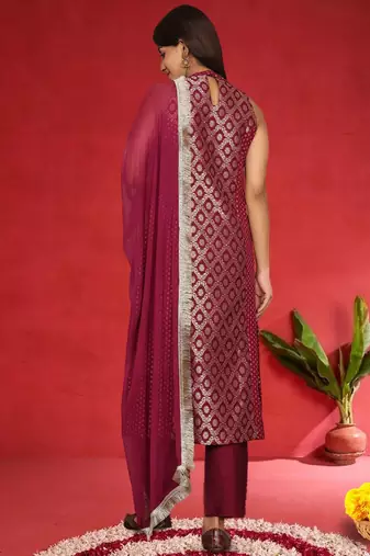 Women Ethnic Motifs Woven Design Kurta with Trouser & Dupatta