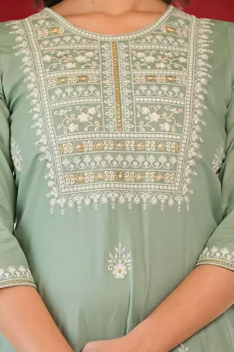 Women Ethnic Motifs Embroidered Kurta with Trouser & Dupatta