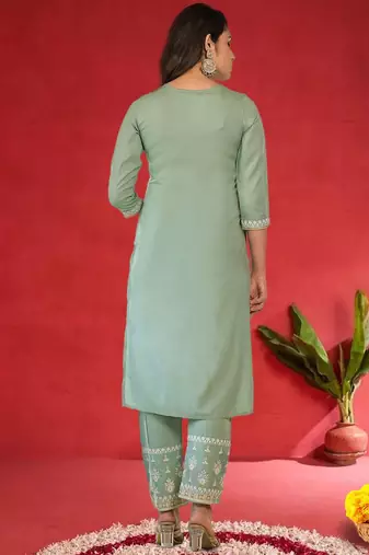 Women Ethnic Motifs Embroidered Kurta with Trouser & Dupatta