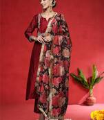 Women Floral Embroidered Kurta with Trouser & Dupatta