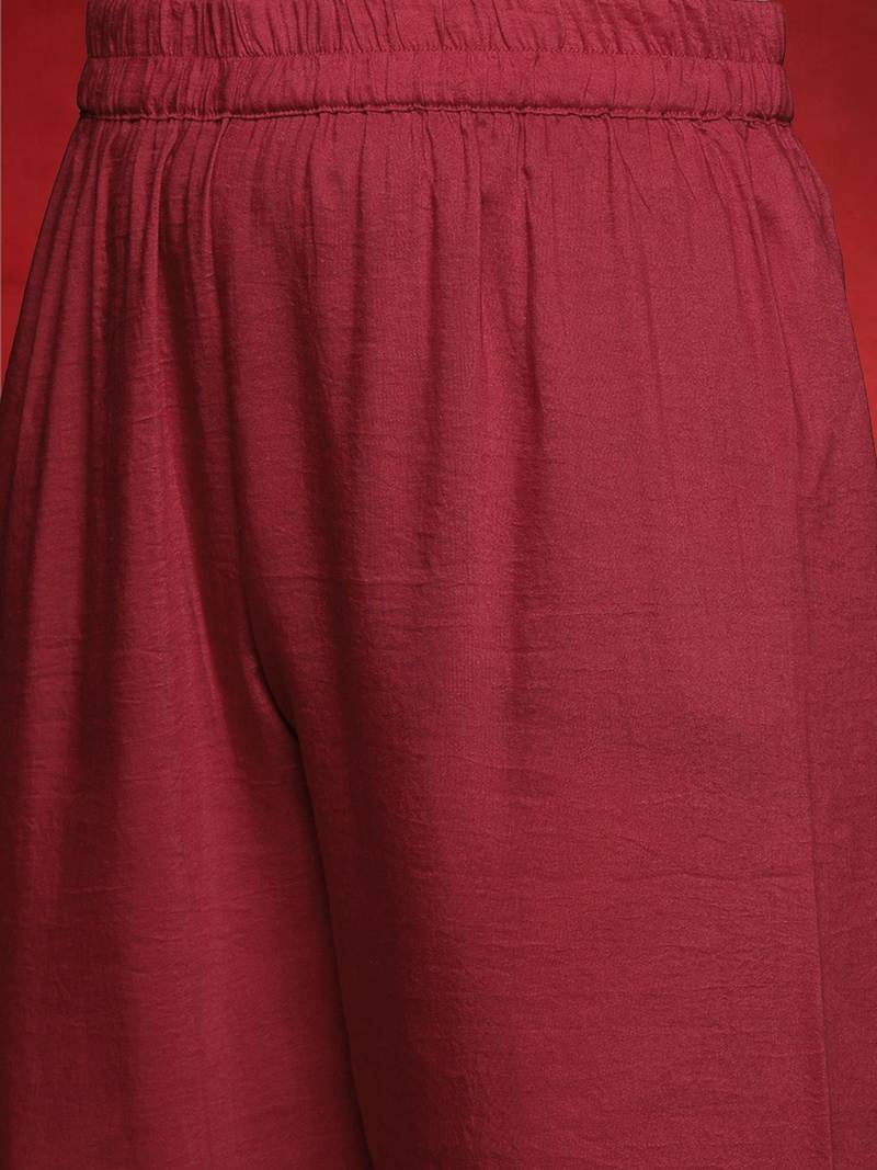 Ethnic Motifs Embroidered V-Neck Zari Straight Kurta With Trousers & Dupatta