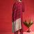 Ethnic Motifs Embroidered V-Neck Zari Straight Kurta With Trousers & Dupatta