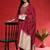 Ethnic Motifs Embroidered V-Neck Zari Straight Kurta With Trousers & Dupatta
