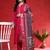 Floral Embroidered Mirror Work Straight Kurta With Trousers & Dupatta