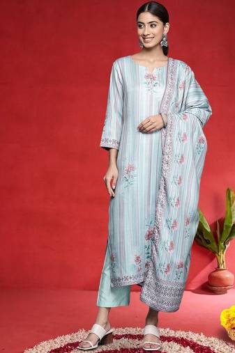 Women Floral Printed Kurta with Palazzo & Dupatta