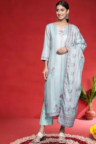 Women Floral Printed Kurta with Palazzo & Dupatta