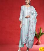 Women Floral Printed Kurta with Palazzo & Dupatta