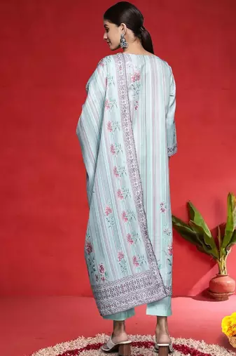 Women Floral Printed Kurta with Palazzo & Dupatta
