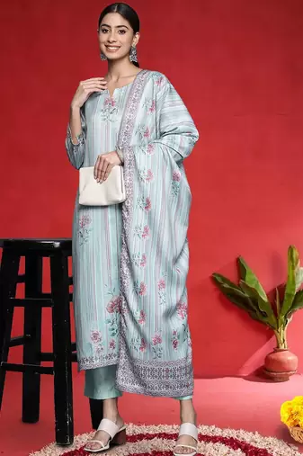 Women Floral Printed Kurta with Palazzo & Dupatta