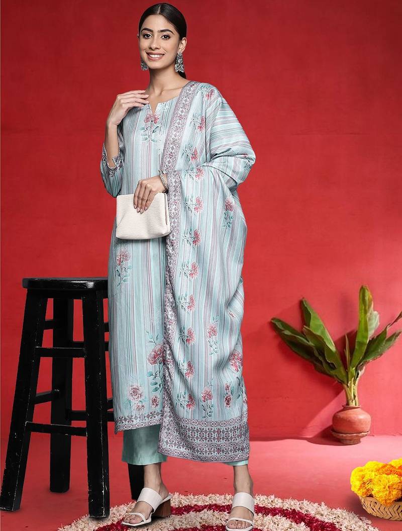 Women Floral Printed Kurta with Palazzo & Dupatta
