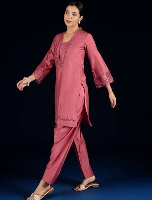Floral Yoke Design Square Neck Beads And Stones Kurta With Salwar 4