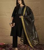 Women Striped Self Design Kurta with Trouser & Dupatta