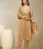 Women Solid Kurta with Pyjama & Dupatta