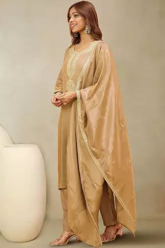 Women Solid Kurta with Pyjama & Dupatta