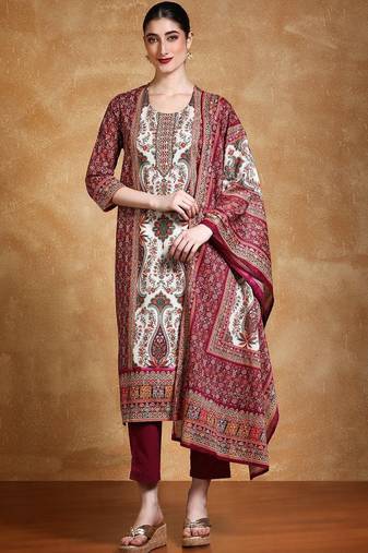 Women Ethnic Motifs Printed Cotton Kurta with Trouser & Dupatta