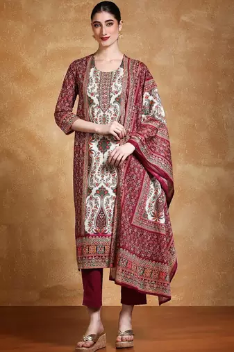 Women Ethnic Motifs Printed Cotton Kurta with Trouser & Dupatta