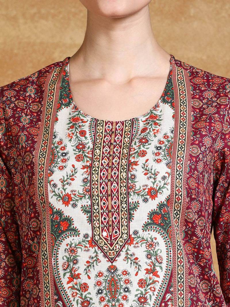 Women Ethnic Motifs Printed Cotton Kurta with Trouser & Dupatta