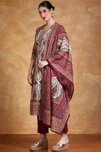 Women Ethnic Motifs Printed Cotton Kurta with Trouser & Dupatta
