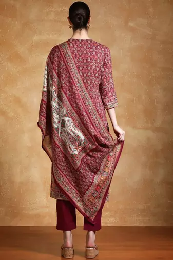 Women Ethnic Motifs Printed Cotton Kurta with Trouser & Dupatta