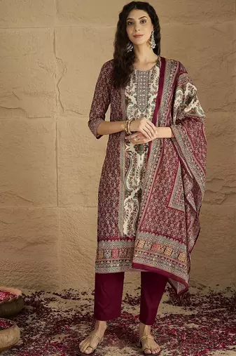 Women Printed Pure Cotton Kurta with Trousers & Dupatta